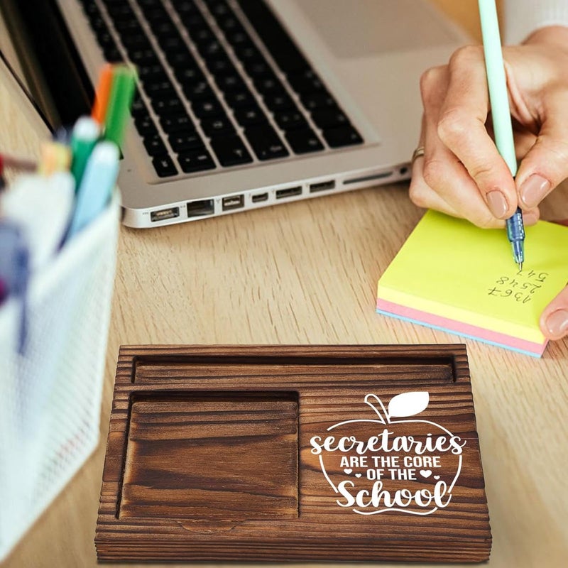 YODOCAMP School Secretary Gifts Sticky Note Holder Wooden, Thank You Appreciation Gift for Secretary School Receptionist Assistant Front Office Crew, Office Decor Desk Self-Stick Note Pad Holders TZP12 - Image 4